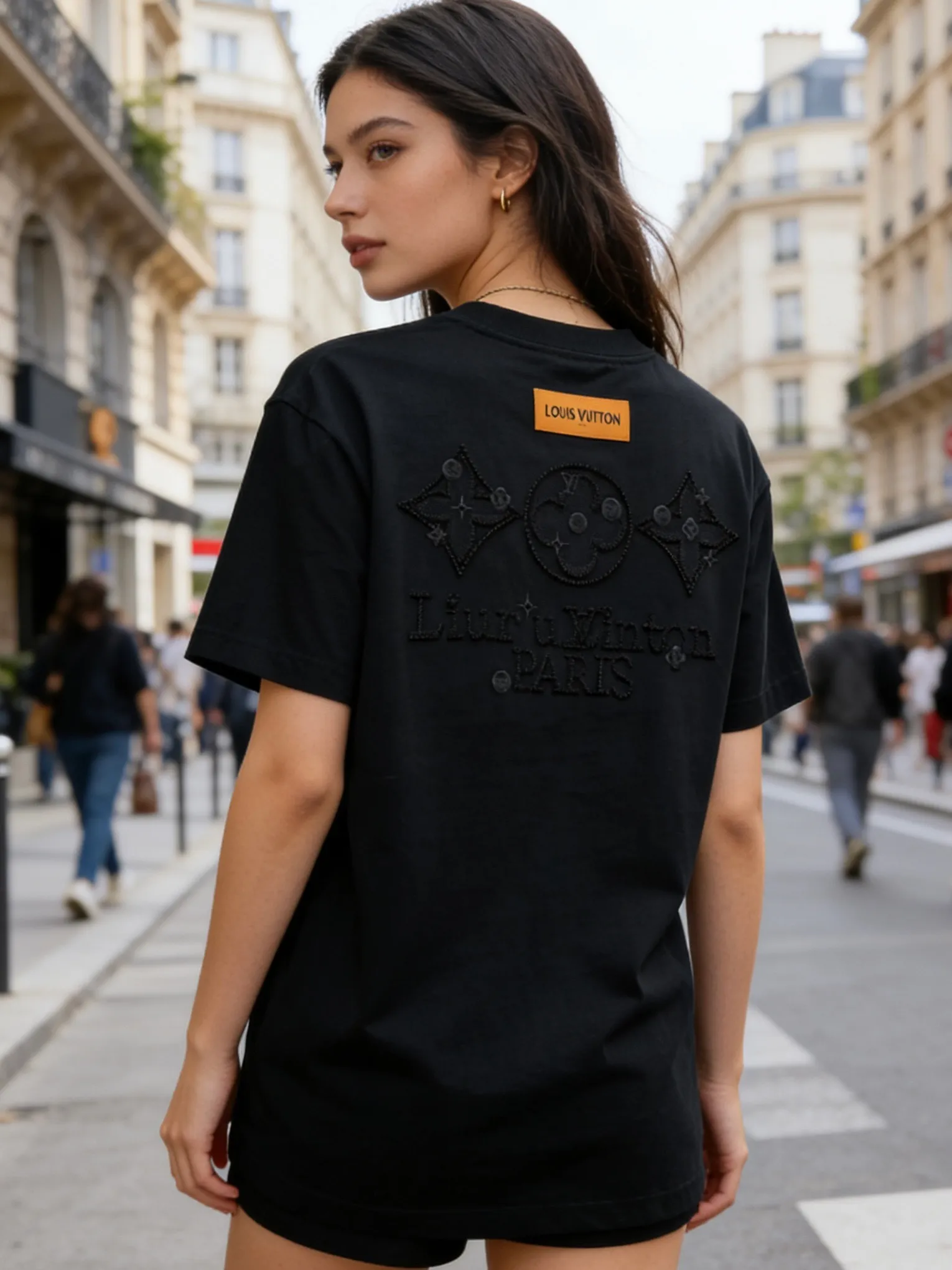 Louis Vuitton/Louis Vuitton three-flower embroidered short sleeves
